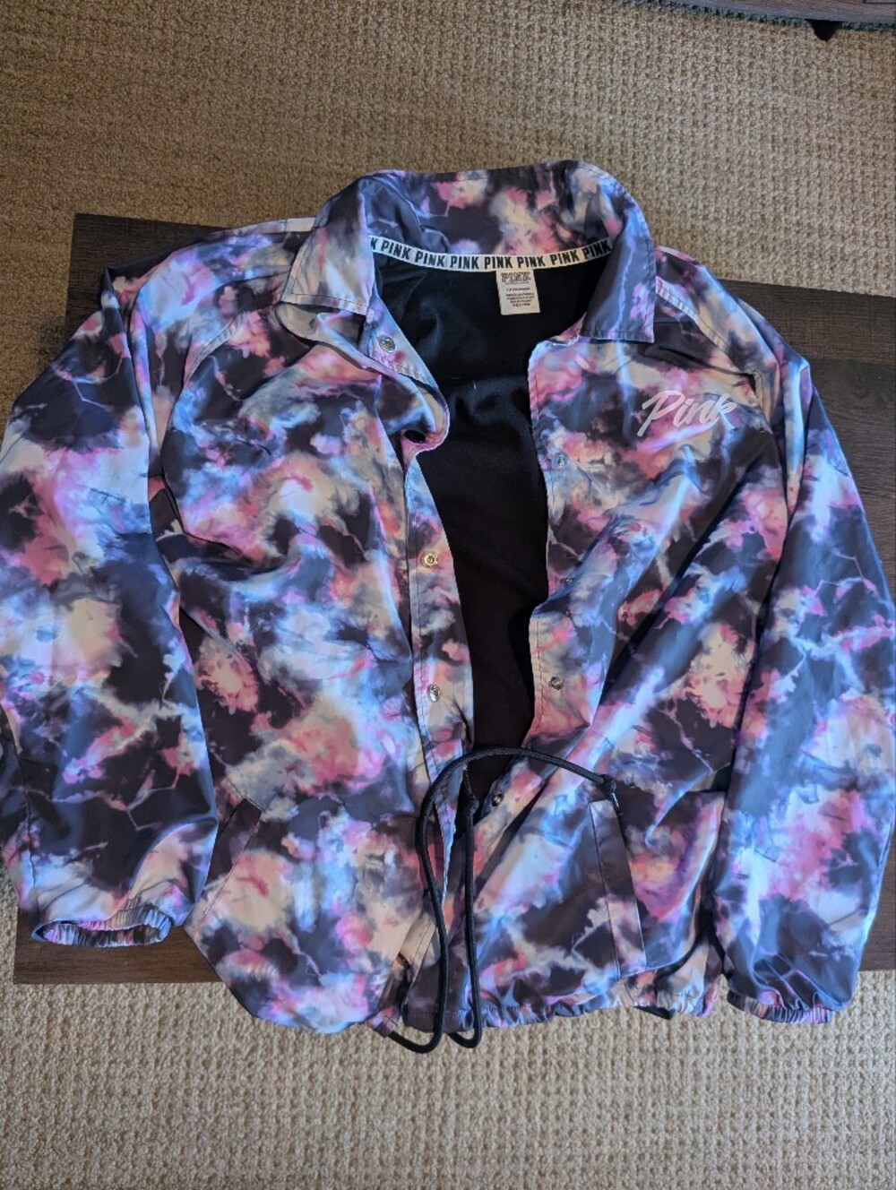 Victoria's Secret Pink Tie-Dye Bomber Jacket - Pink, Blue, Black